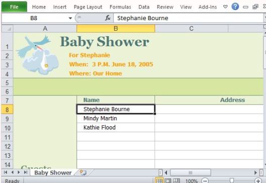 Baby Shower Planner for Excel