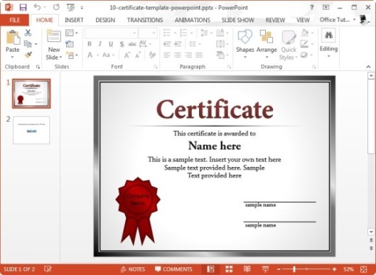 PowerPoint Certificate Template