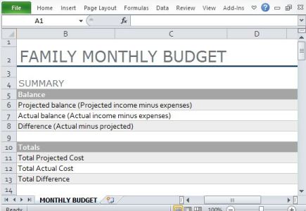 Family Budget Template for Exce